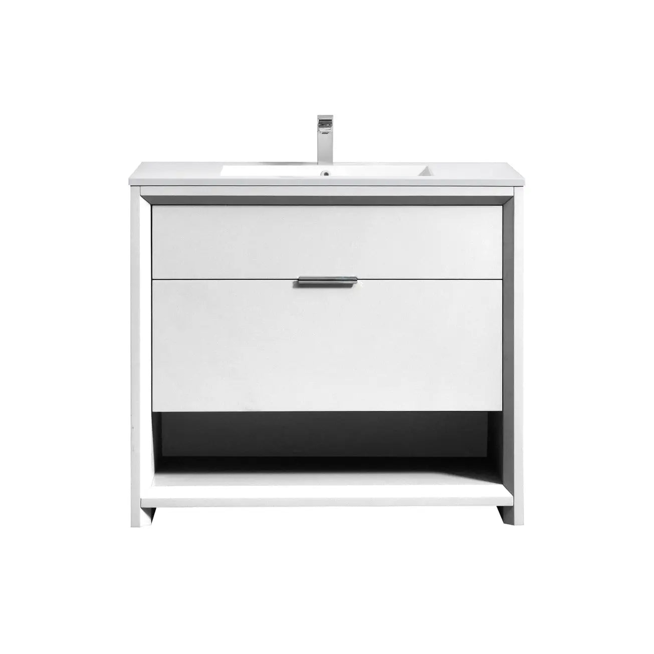 Kube Bath Nudo 40″ Modern Bathroom Vanity in High Gloss White Finish - Plumbing Market