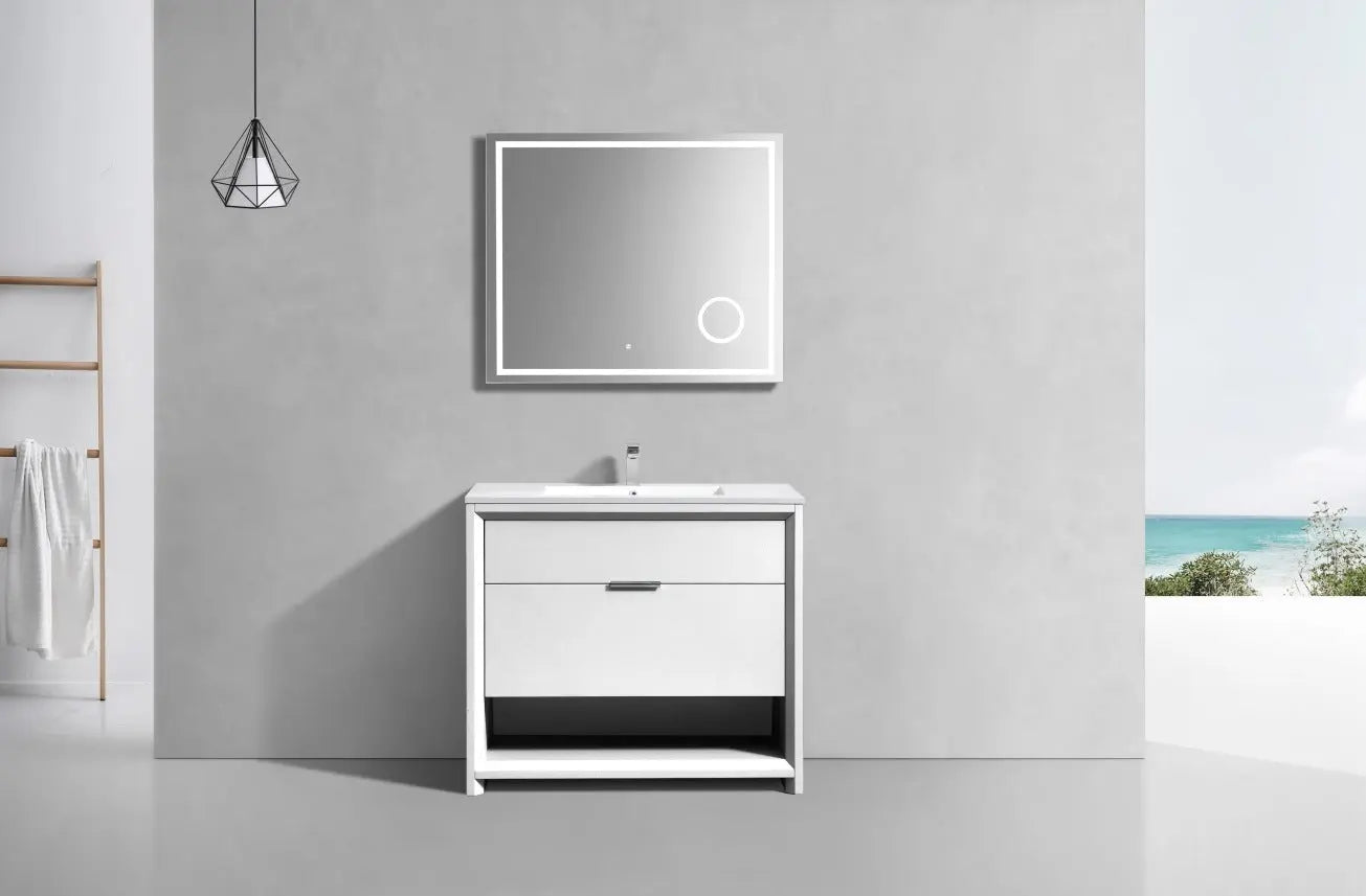 Kube Bath Nudo 40″ Modern Bathroom Vanity in High Gloss White Finish - Plumbing Market