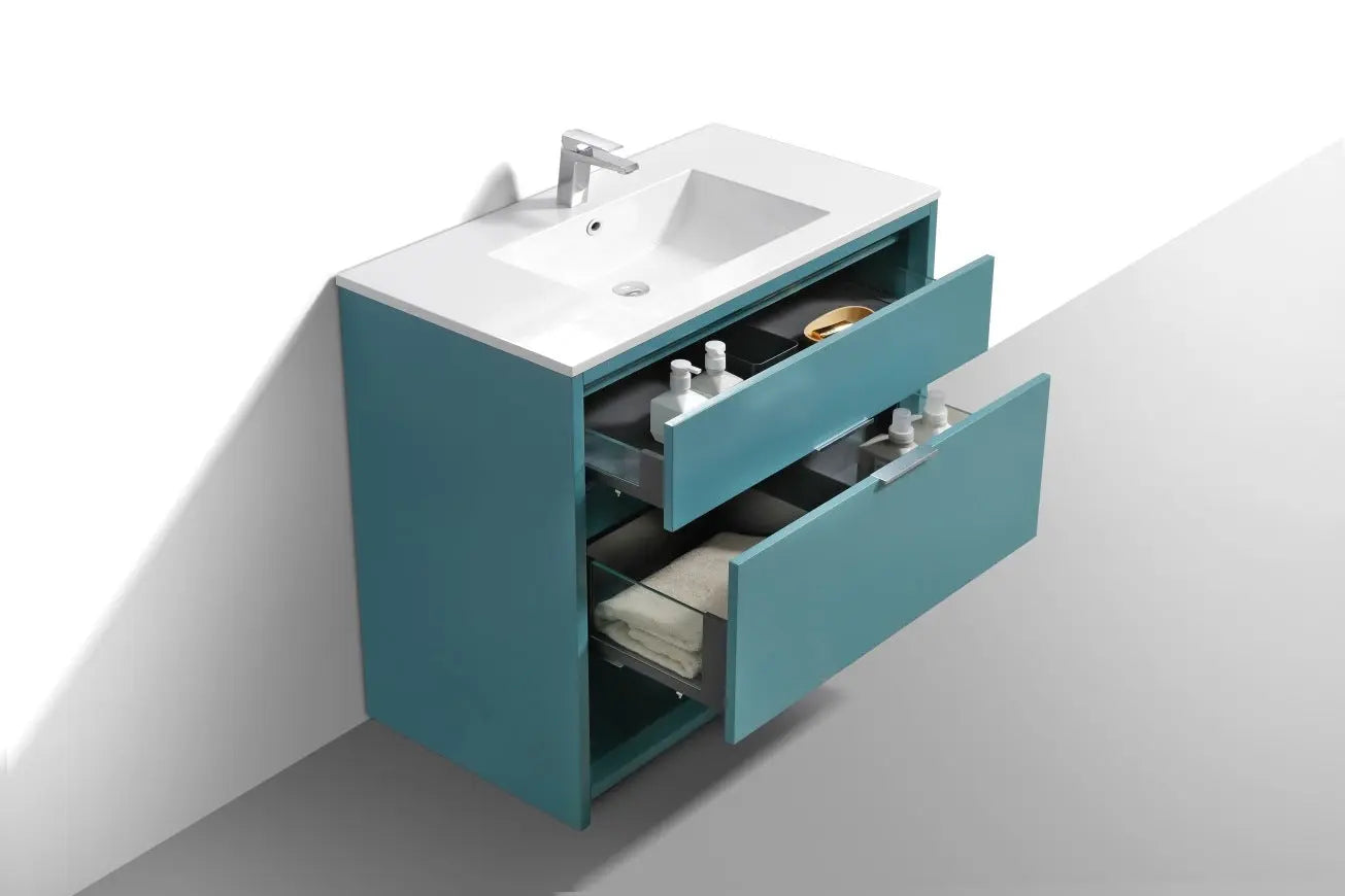 Kube Bath Nudo 40″ Modern Bathroom Vanity in Teal Green Finish - Plumbing Market