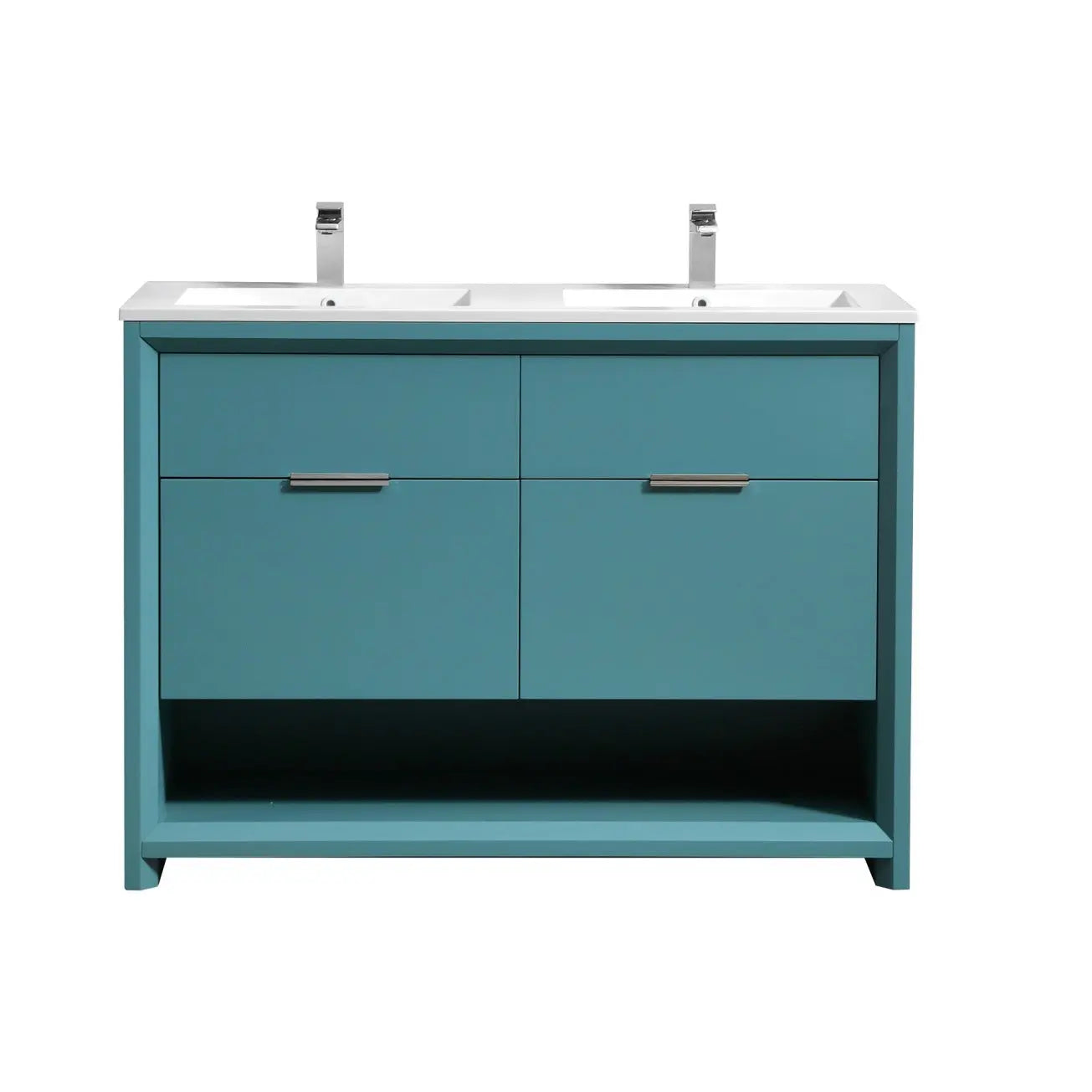 Kube Bath Nudo 48″ Double Sink Modern Bathroom Vanity in Teal Green Finish - Plumbing Market