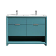 Kube Bath Nudo 48″ Double Sink Modern Bathroom Vanity in Teal Green Finish - Plumbing Market