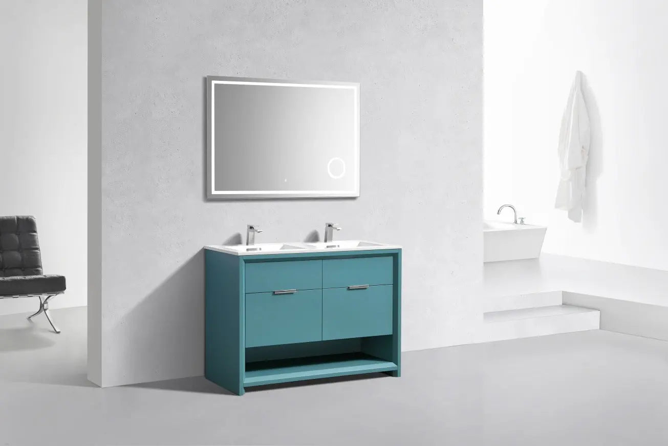 Kube Bath Nudo 48″ Double Sink Modern Bathroom Vanity in Teal Green Finish - Plumbing Market