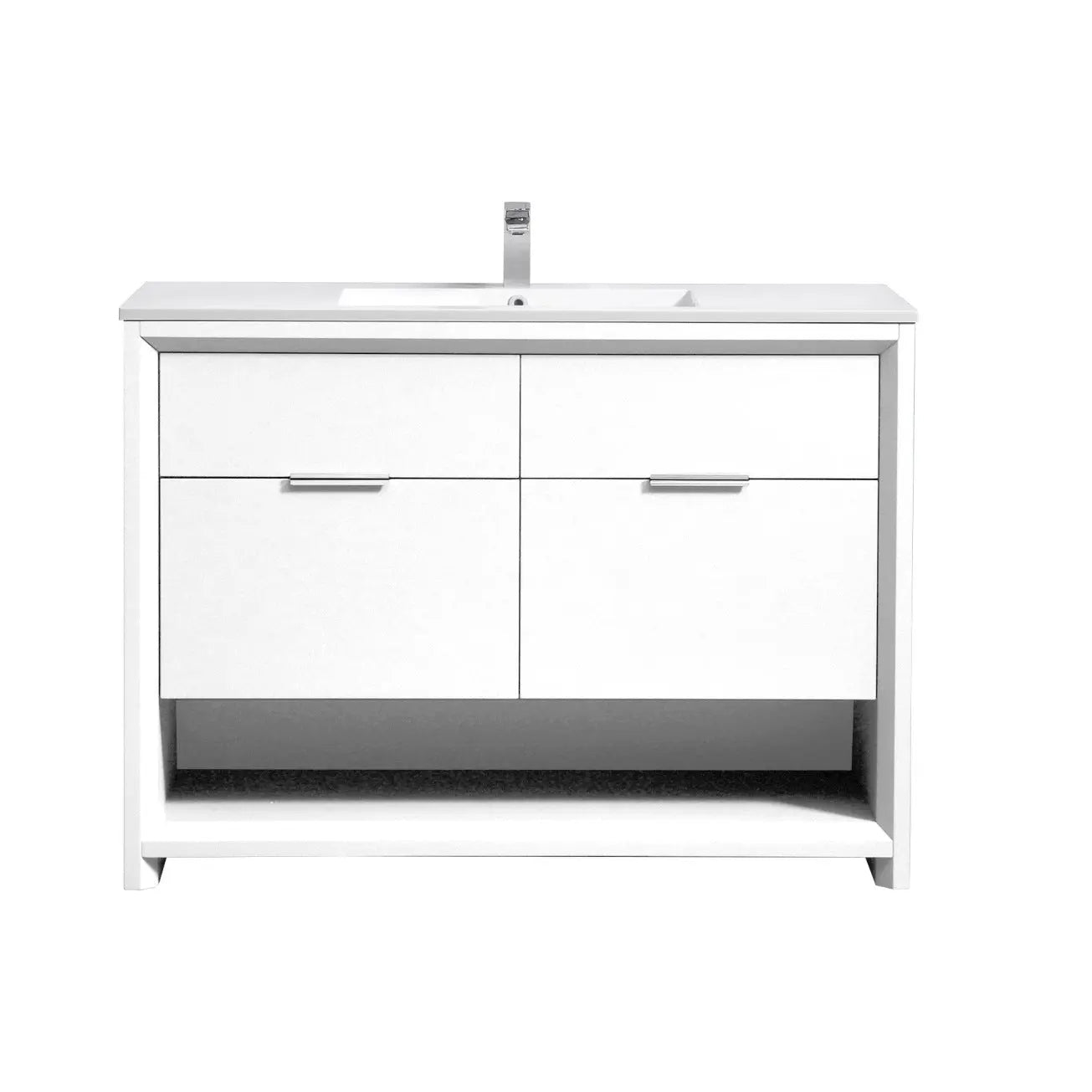 Kube Bath Nudo 48″ Single Sink Modern Bathroom Vanity in High Gloss White Finish - Plumbing Market