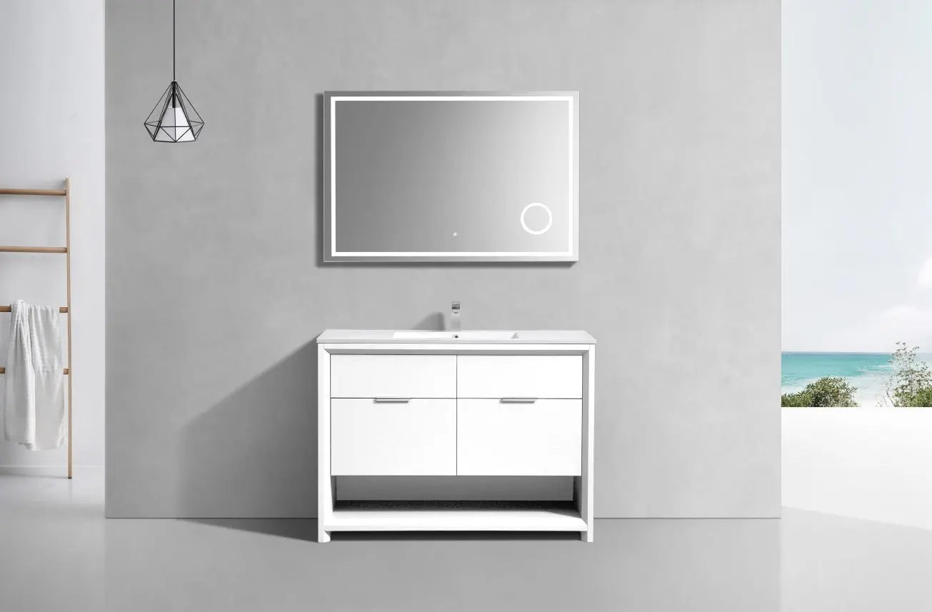 Kube Bath Nudo 48″ Single Sink Modern Bathroom Vanity in High Gloss White Finish - Plumbing Market