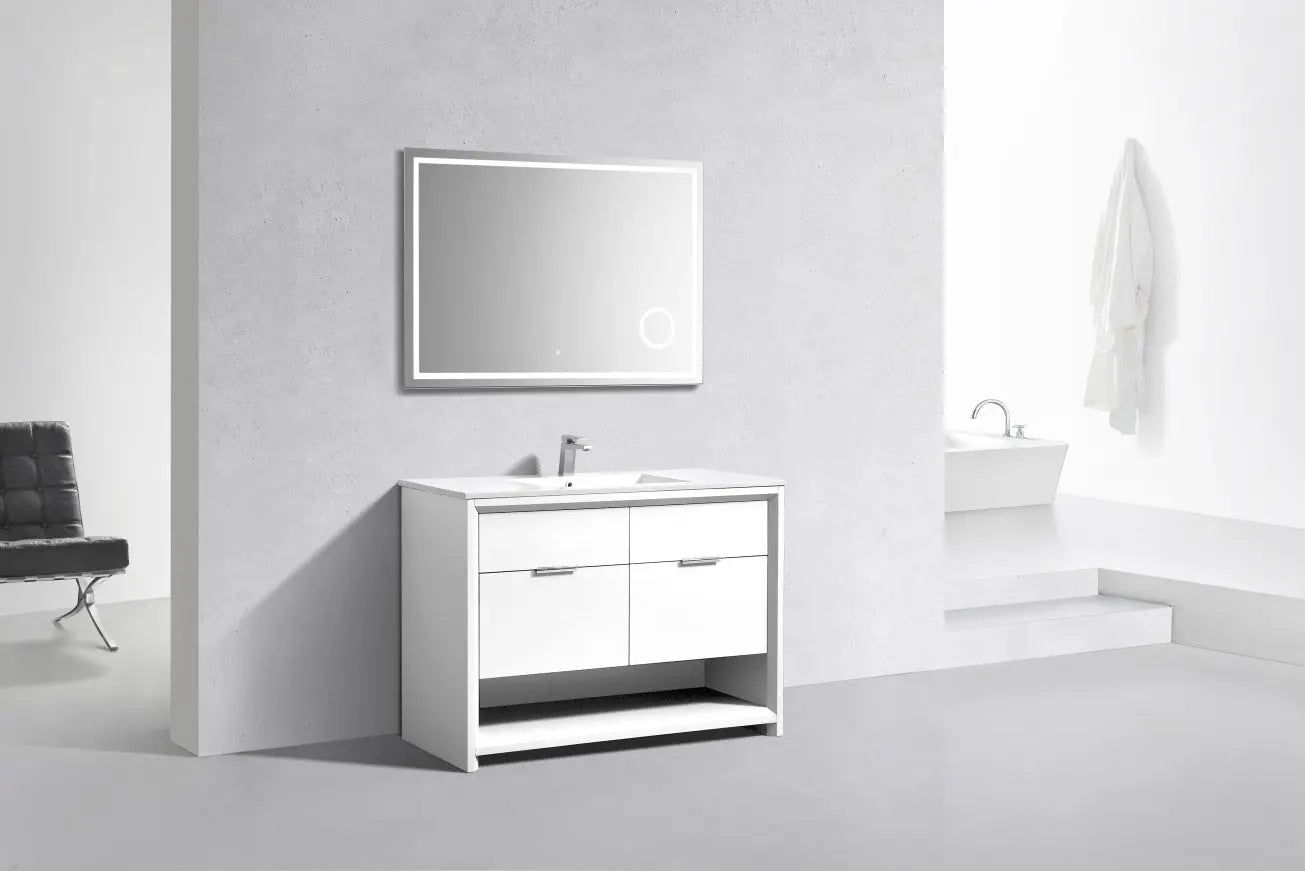 Kube Bath Nudo 48″ Single Sink Modern Bathroom Vanity in High Gloss White Finish - Plumbing Market