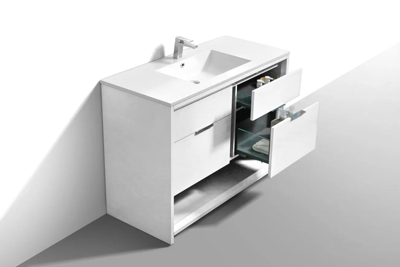 Kube Bath Nudo 48″ Single Sink Modern Bathroom Vanity in High Gloss White Finish - Plumbing Market