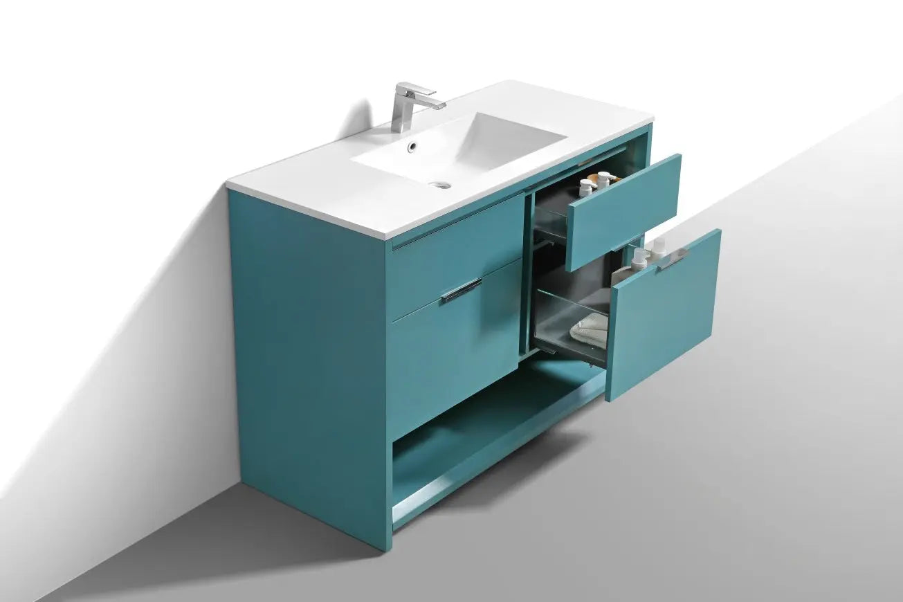 Kube Bath Nudo 48″ Single Sink Modern Bathroom Vanity in Teal Green Finish - Plumbing Market