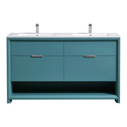 Kube Bath Nudo 60″ Double Sink Modern Bathroom Vanity in Teal Green Finish - Plumbing Market