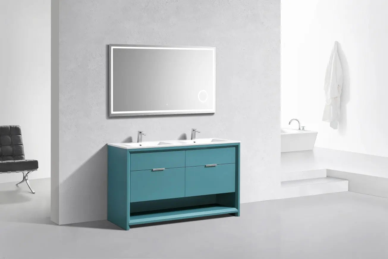 Kube Bath Nudo 60″ Double Sink Modern Bathroom Vanity in Teal Green Finish - Plumbing Market