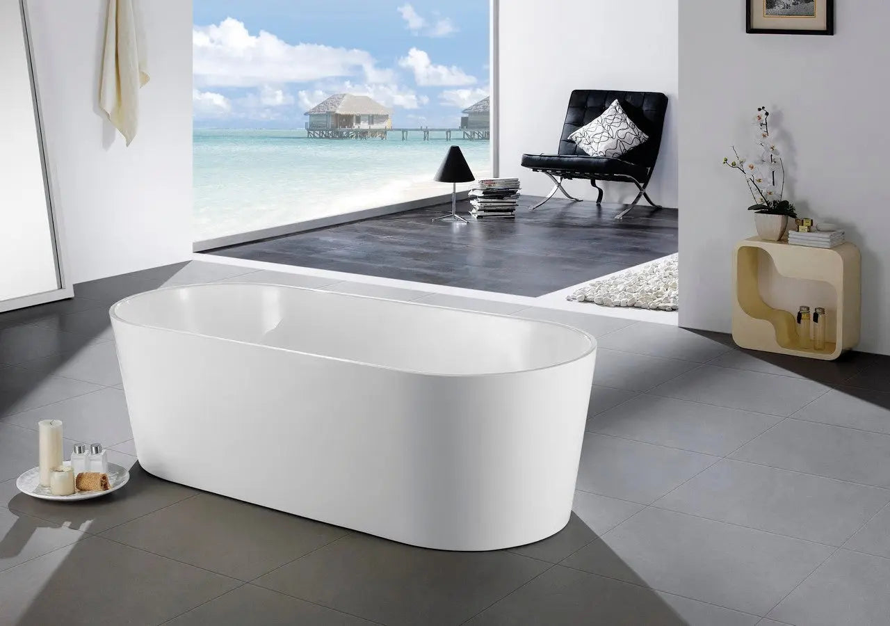 Kube Bath Ovale 59” White Free Standing Bathtub Kube Bath