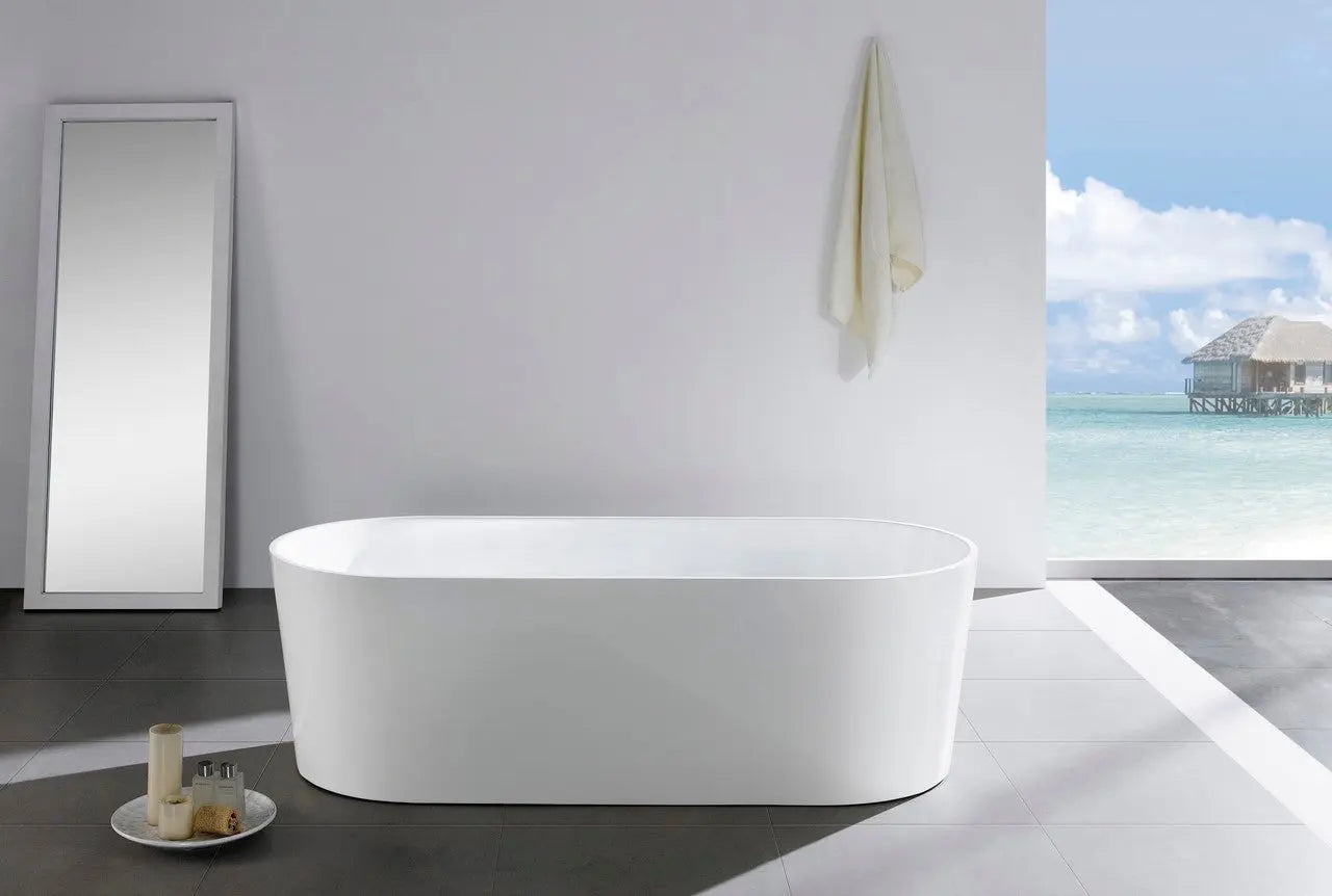 Kube Bath Ovale 59” White Free Standing Bathtub Kube Bath