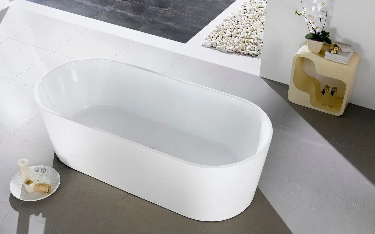 Kube Bath Ovale 59” White Free Standing Bathtub Kube Bath