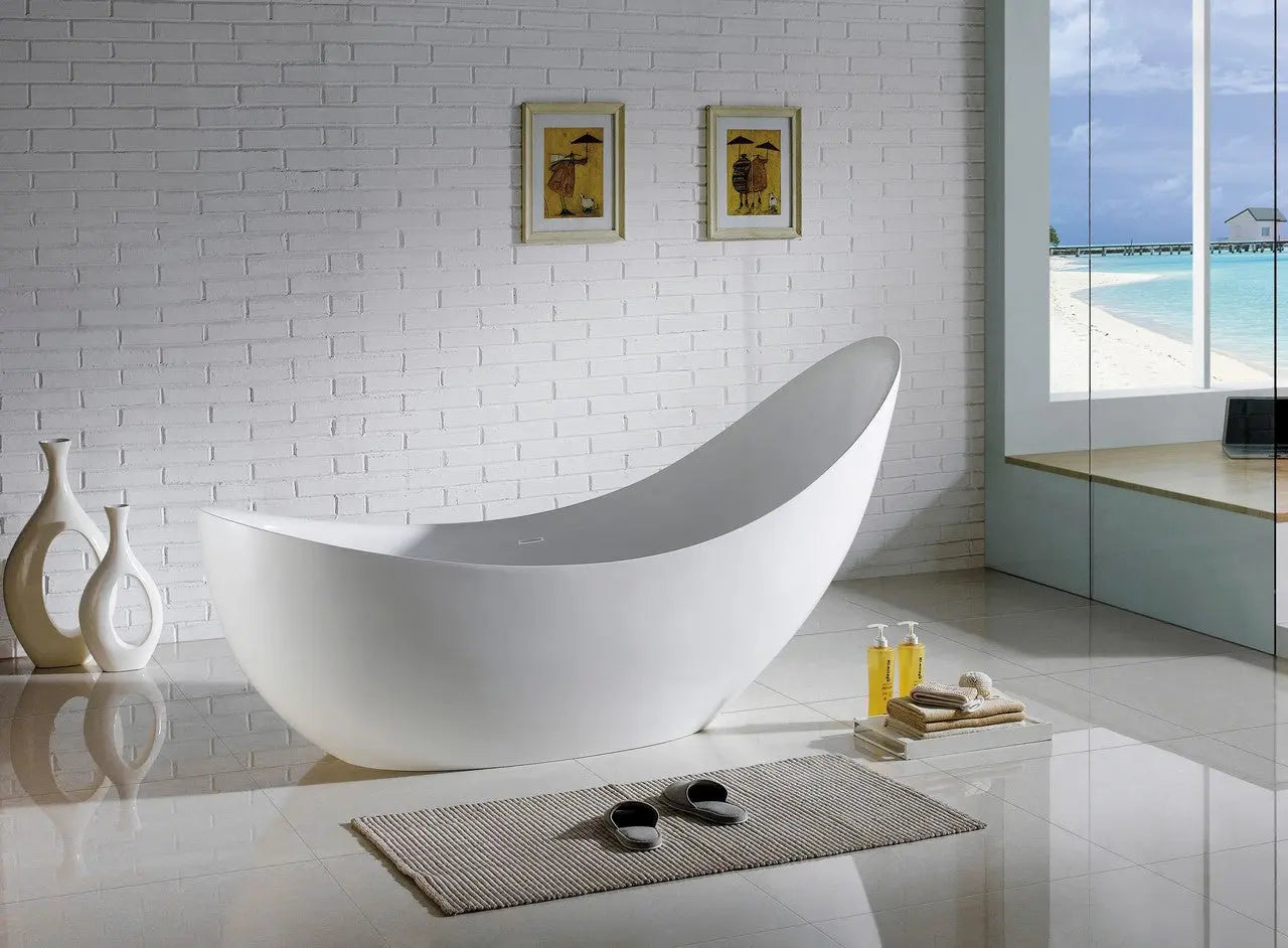 Kube Bath Salto 80.5″ Free Standing Bathtub W/ C Upc Approved White - Plumbing Market