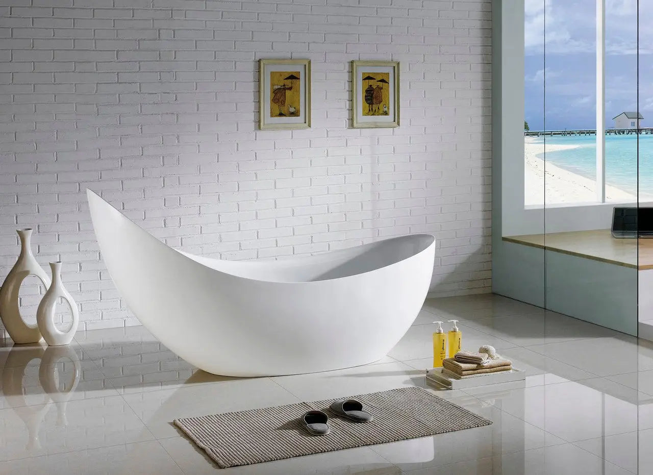 Kube Bath Salto 80.5″ Free Standing Bathtub W/ C Upc Approved White - Plumbing Market