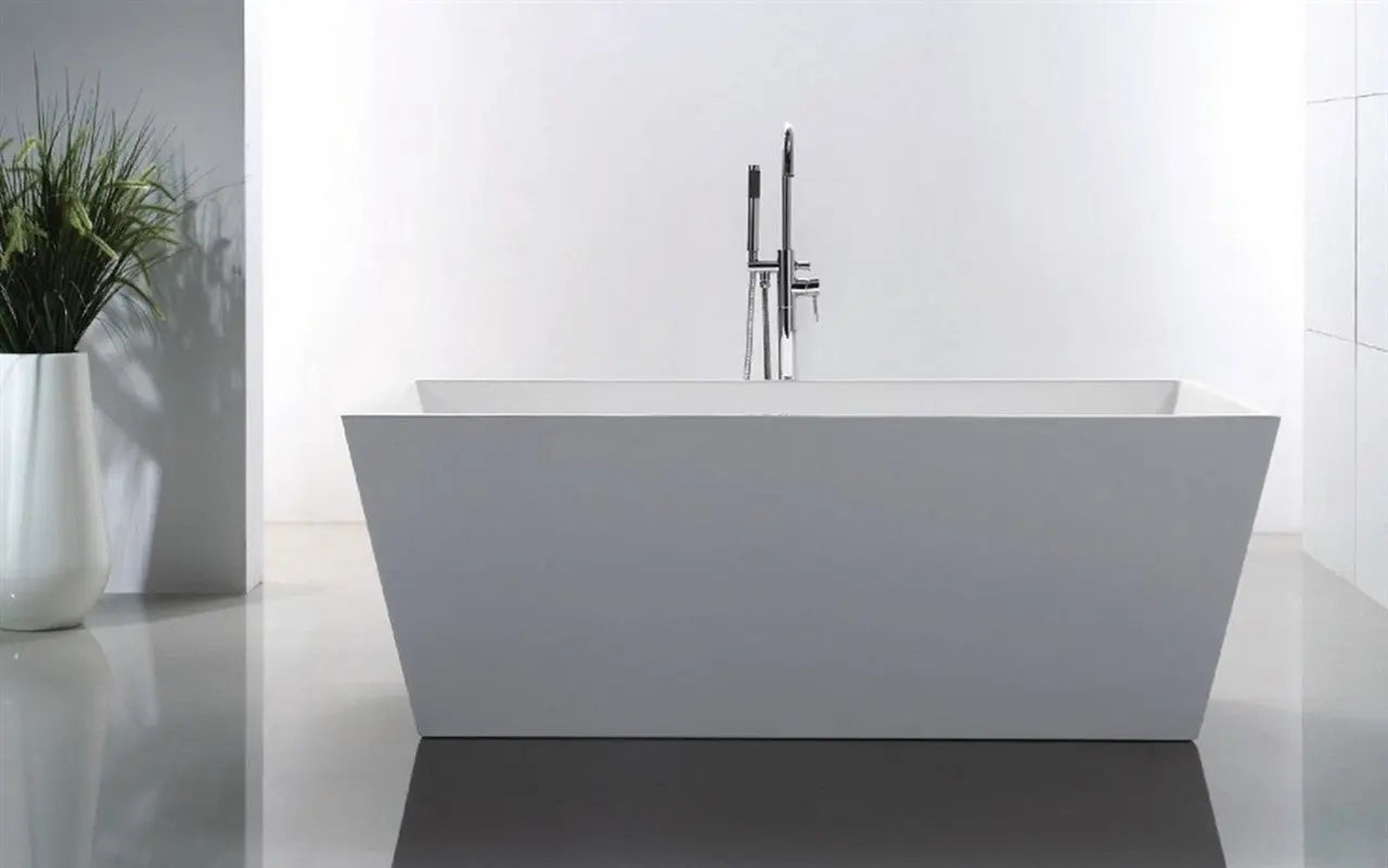 Kube Bath Squadra 63 Inch Free Standing Bathtub - White - Plumbing Market