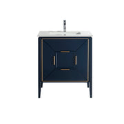 Kube Bath Vetro 30″ Gloss Blue Vanity W/ Quartz Counter Top - Plumbing Market