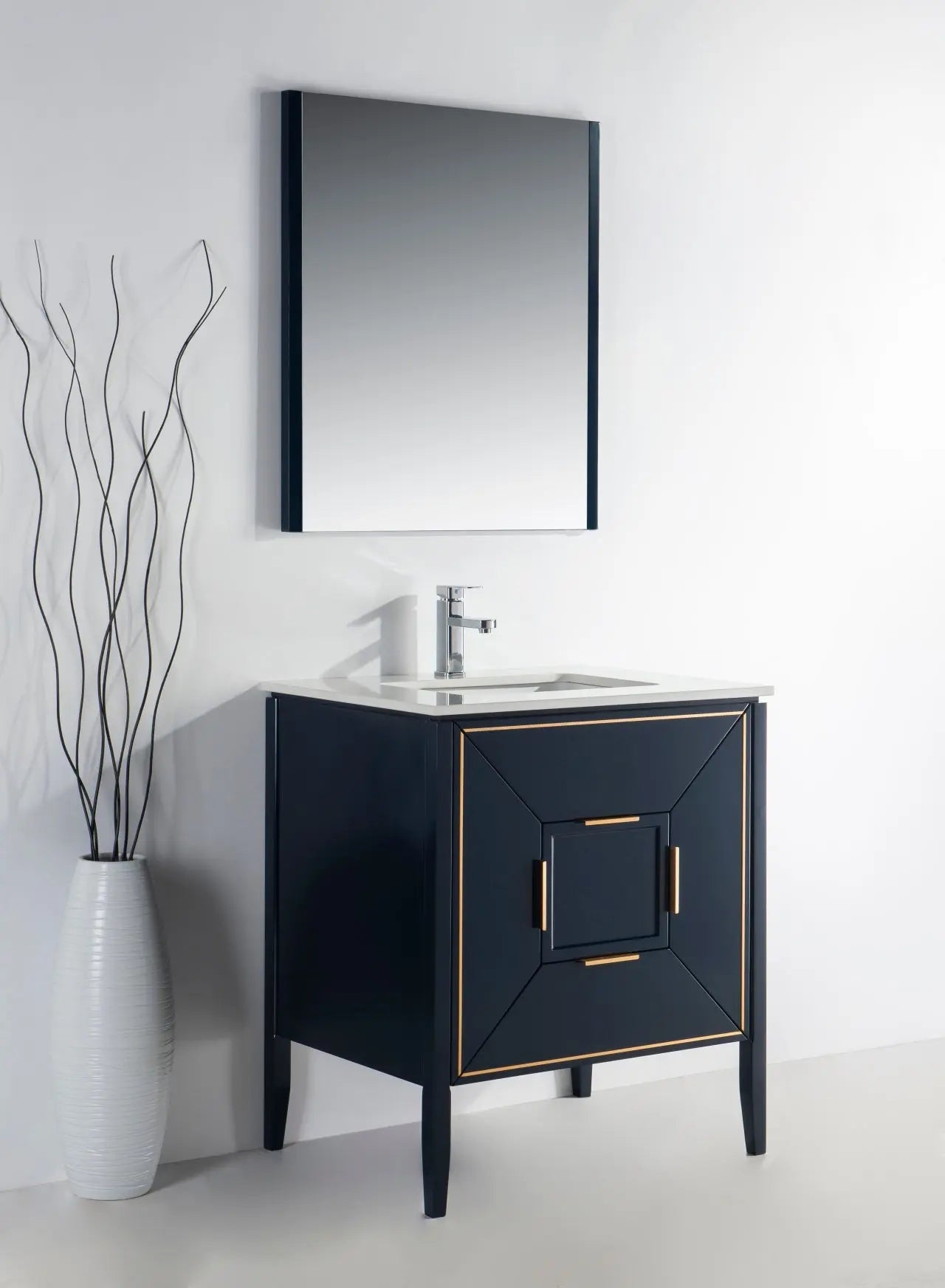 Kube Bath Vetro 30″ Gloss Blue Vanity W/ Quartz Counter Top - Plumbing Market
