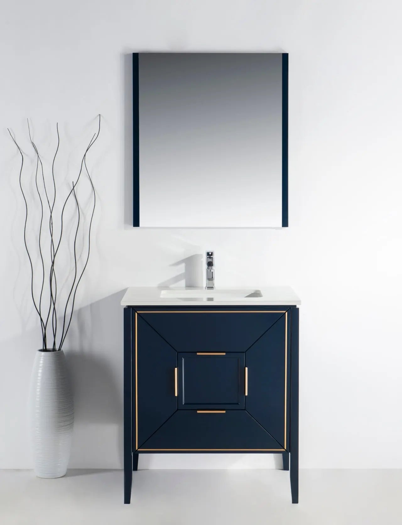 Kube Bath Vetro 30″ Gloss Blue Vanity W/ Quartz Counter Top - Plumbing Market