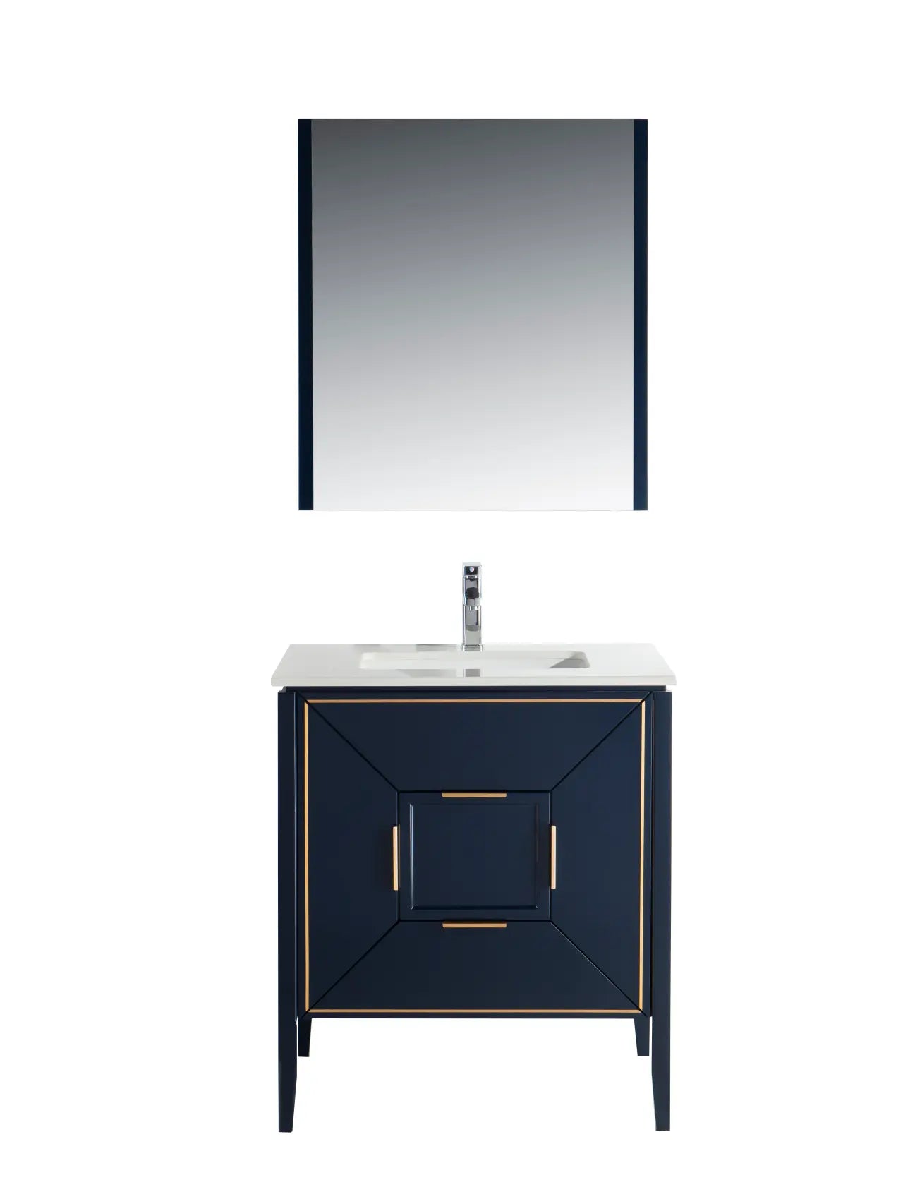 Kube Bath Vetro 30″ Gloss Blue Vanity W/ Quartz Counter Top - Plumbing Market