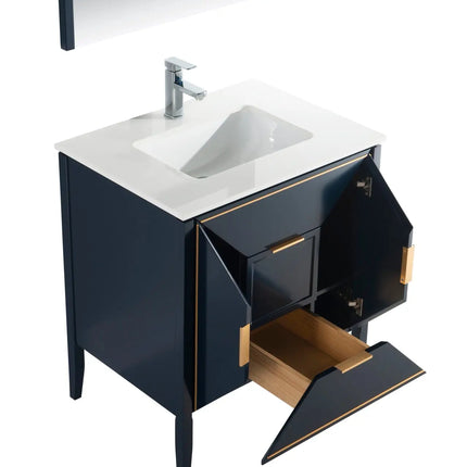 Kube Bath Vetro 30″ Gloss Blue Vanity W/ Quartz Counter Top - Plumbing Market
