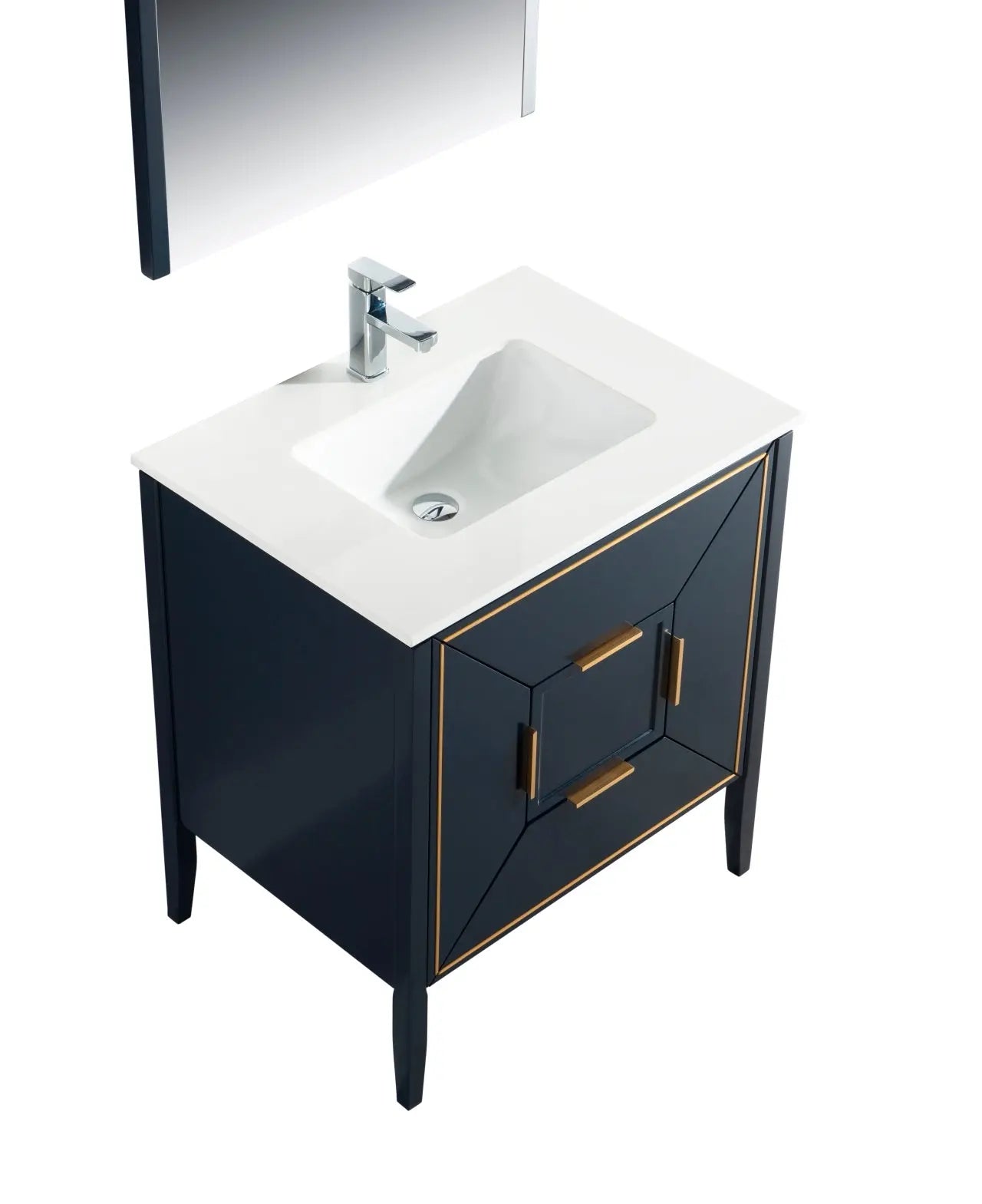 Kube Bath Vetro 30″ Gloss Blue Vanity W/ Quartz Counter Top - Plumbing Market