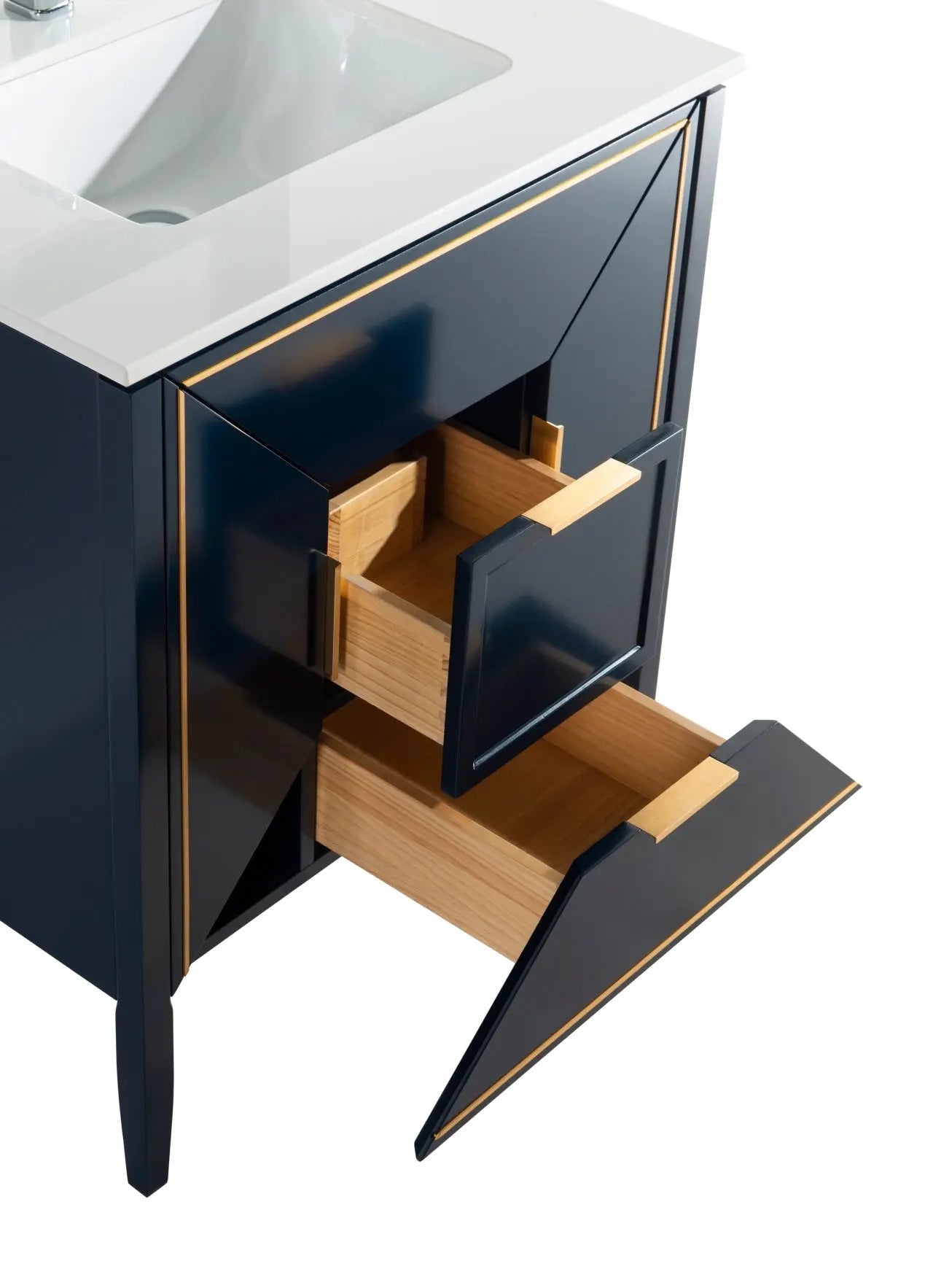 Kube Bath Vetro 30″ Gloss Blue Vanity W/ Quartz Counter Top - Plumbing Market