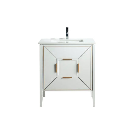 Kube Bath Vetro 30″ Gloss White Vanity W/ Quartz Counter Top - Plumbing Market