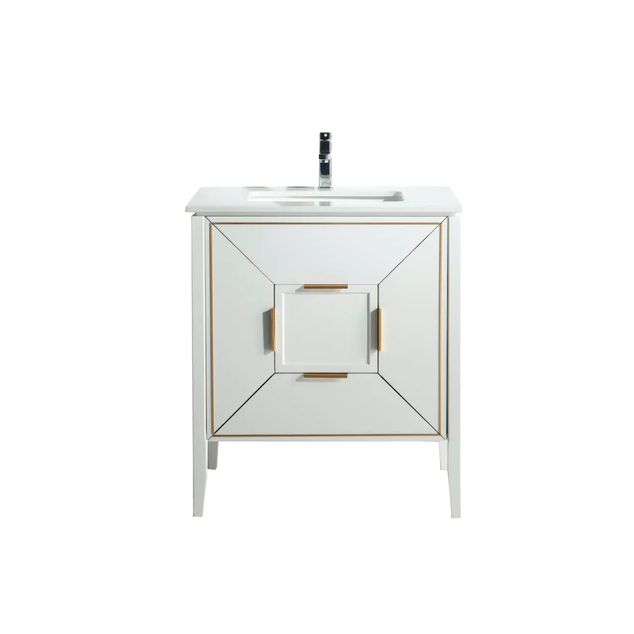 Kube Bath Vetro 30″ Gloss White Vanity W/ Quartz Counter Top - Plumbing Market