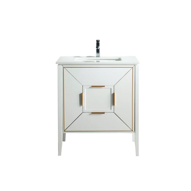 Kube Bath Vetro 30″ Gloss White Vanity W/ Quartz Counter Top - Plumbing Market