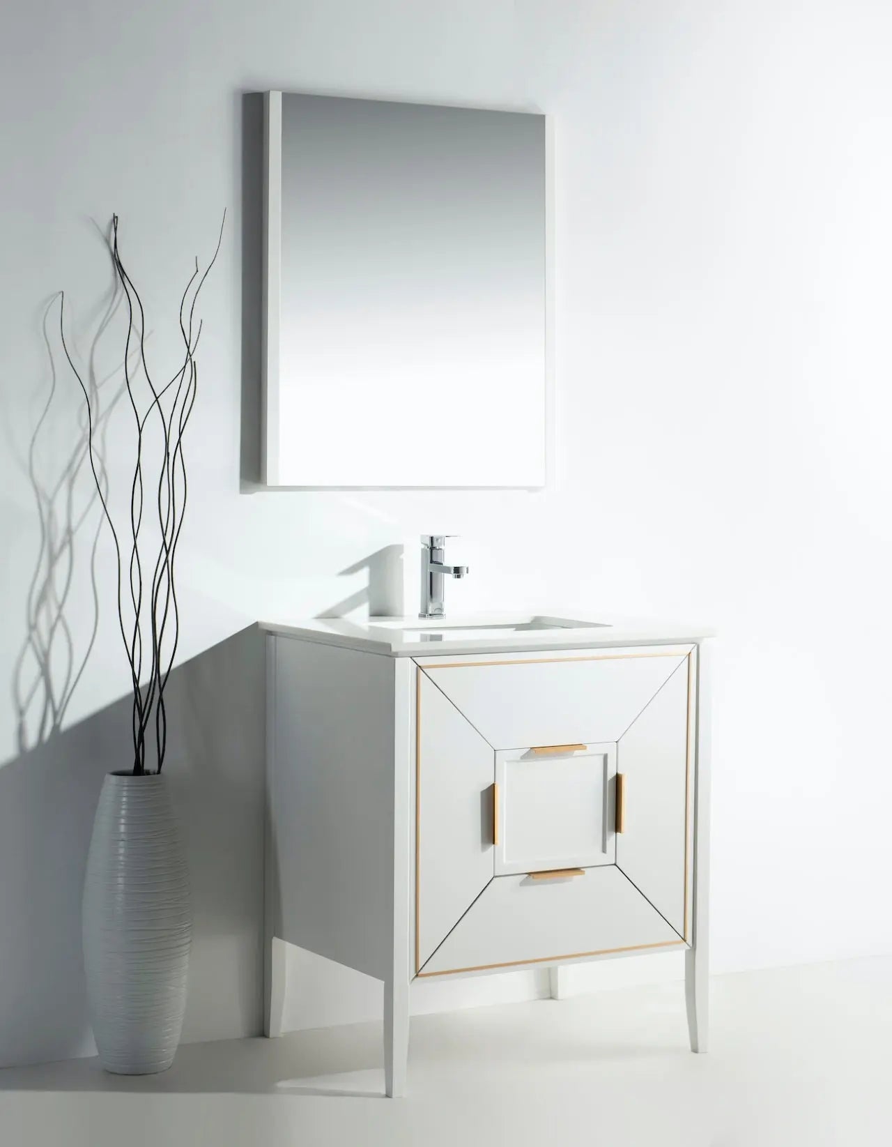 Kube Bath Vetro 30″ Gloss White Vanity W/ Quartz Counter Top - Plumbing Market