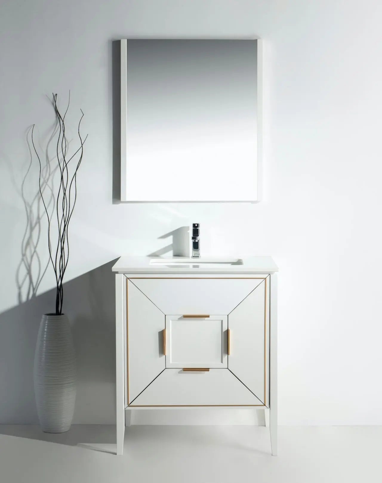 Kube Bath Vetro 30″ Gloss White Vanity W/ Quartz Counter Top - Plumbing Market