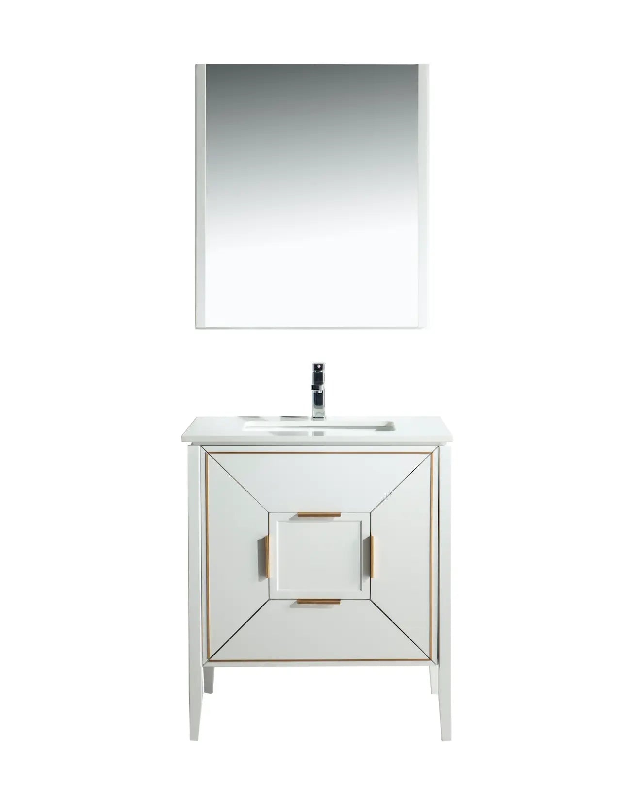 Kube Bath Vetro 30″ Gloss White Vanity W/ Quartz Counter Top - Plumbing Market