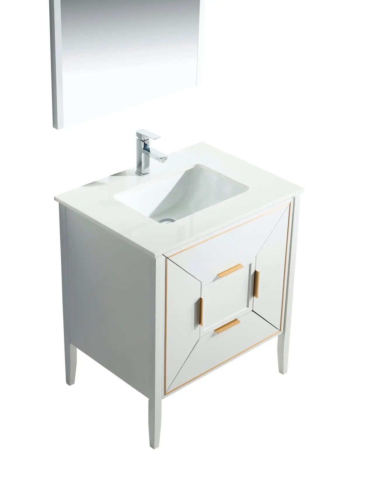 Kube Bath Vetro 30″ Gloss White Vanity W/ Quartz Counter Top - Plumbing Market