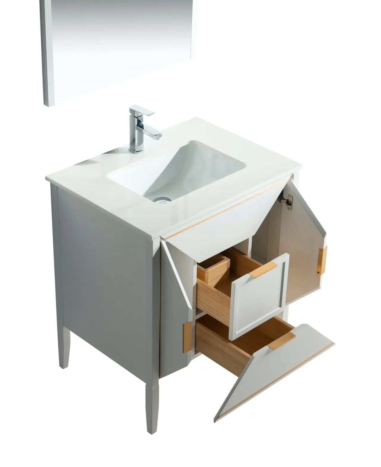 Kube Bath Vetro 30″ Gloss White Vanity W/ Quartz Counter Top - Plumbing Market