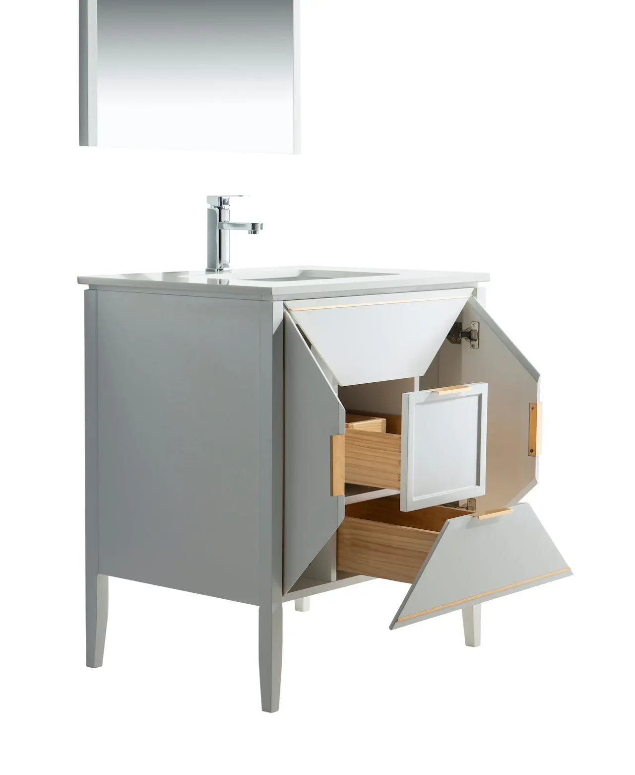 Kube Bath Vetro 30″ Gloss White Vanity W/ Quartz Counter Top - Plumbing Market