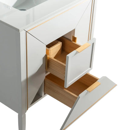 Kube Bath Vetro 30″ Gloss White Vanity W/ Quartz Counter Top - Plumbing Market