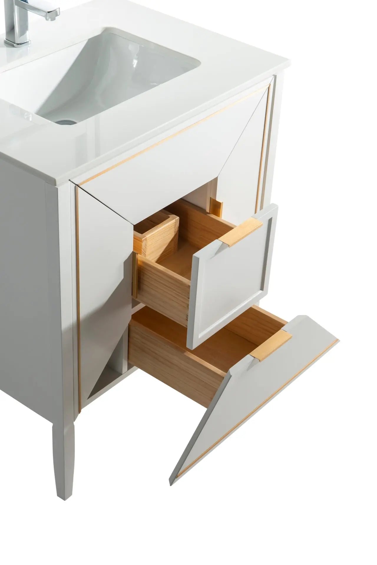 Kube Bath Vetro 30″ Gloss White Vanity W/ Quartz Counter Top - Plumbing Market