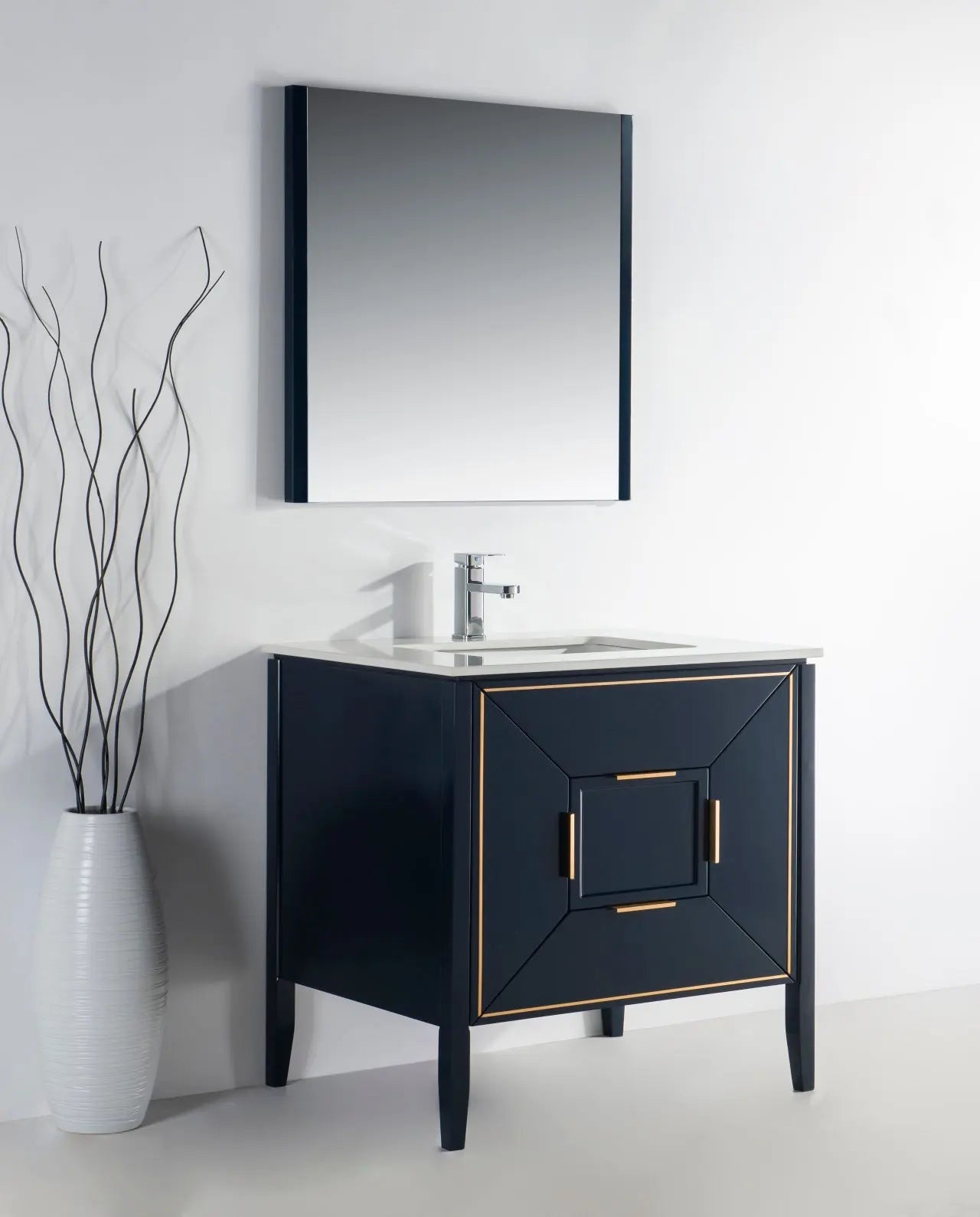 Kube Bath Vetro 36″ Gloss Blue Vanity W/ Quartz Counter Top - Plumbing Market
