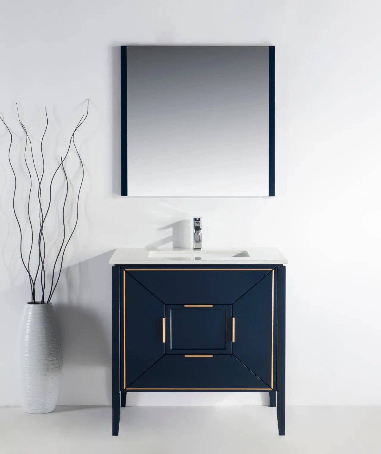 Kube Bath Vetro 36″ Gloss Blue Vanity W/ Quartz Counter Top - Plumbing Market