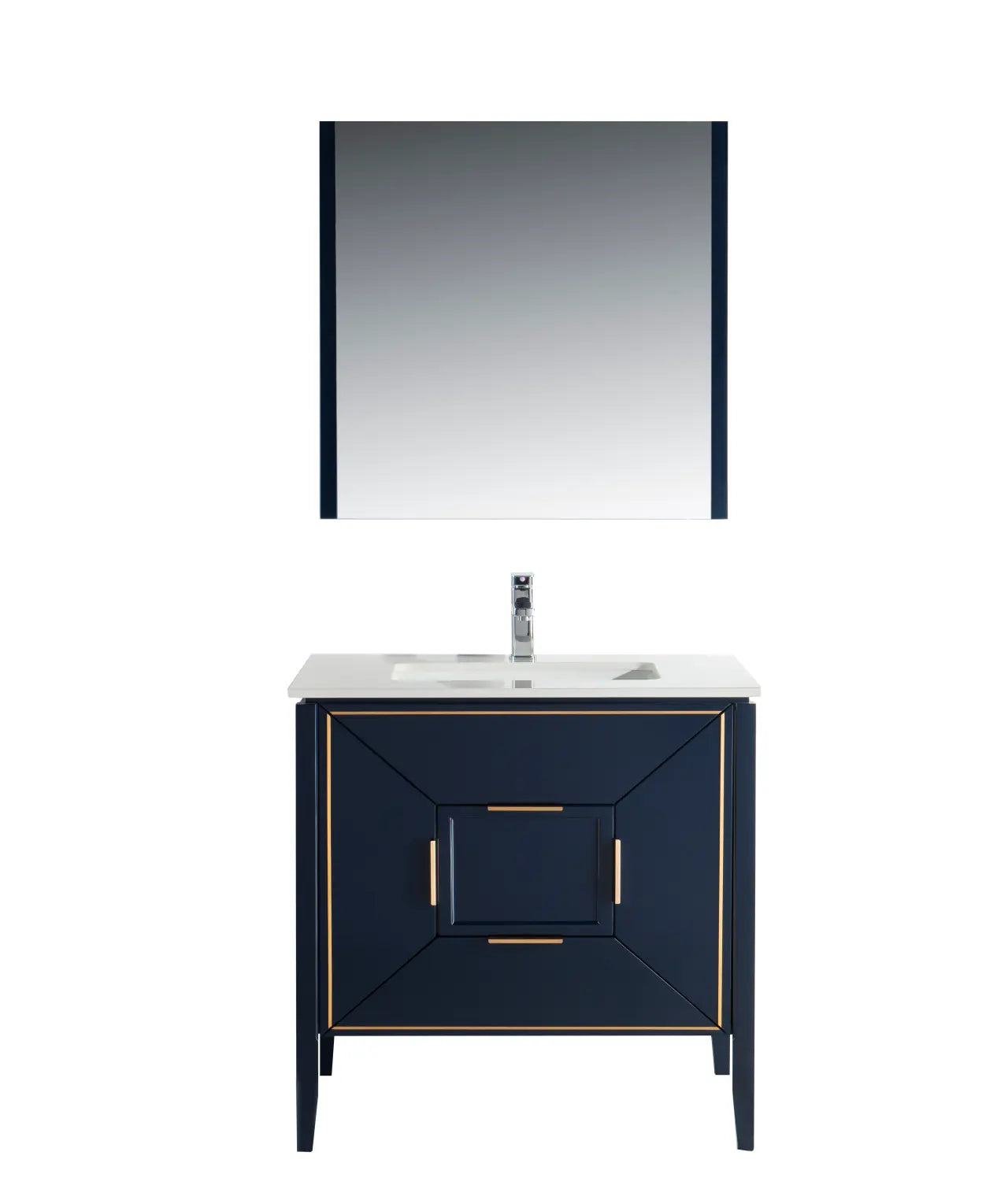Kube Bath Vetro 36″ Gloss Blue Vanity W/ Quartz Counter Top - Plumbing Market