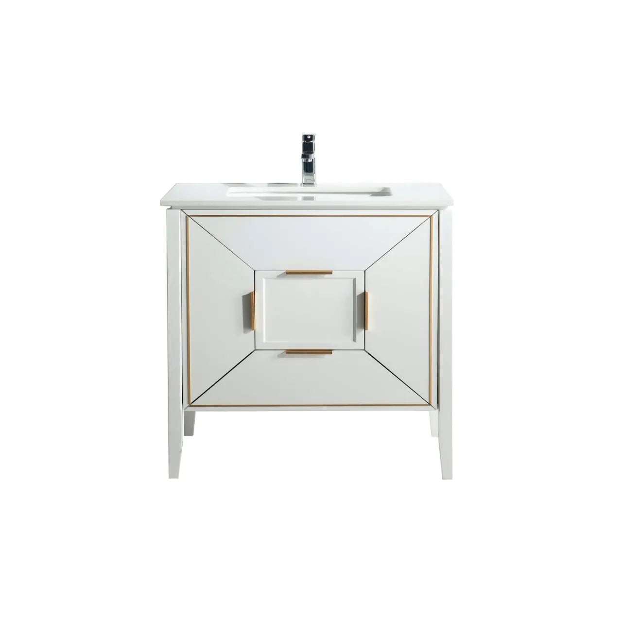 Kube Bath Vetro 36″ Gloss White Vanity W/ Quartz Counter Top - Plumbing Market