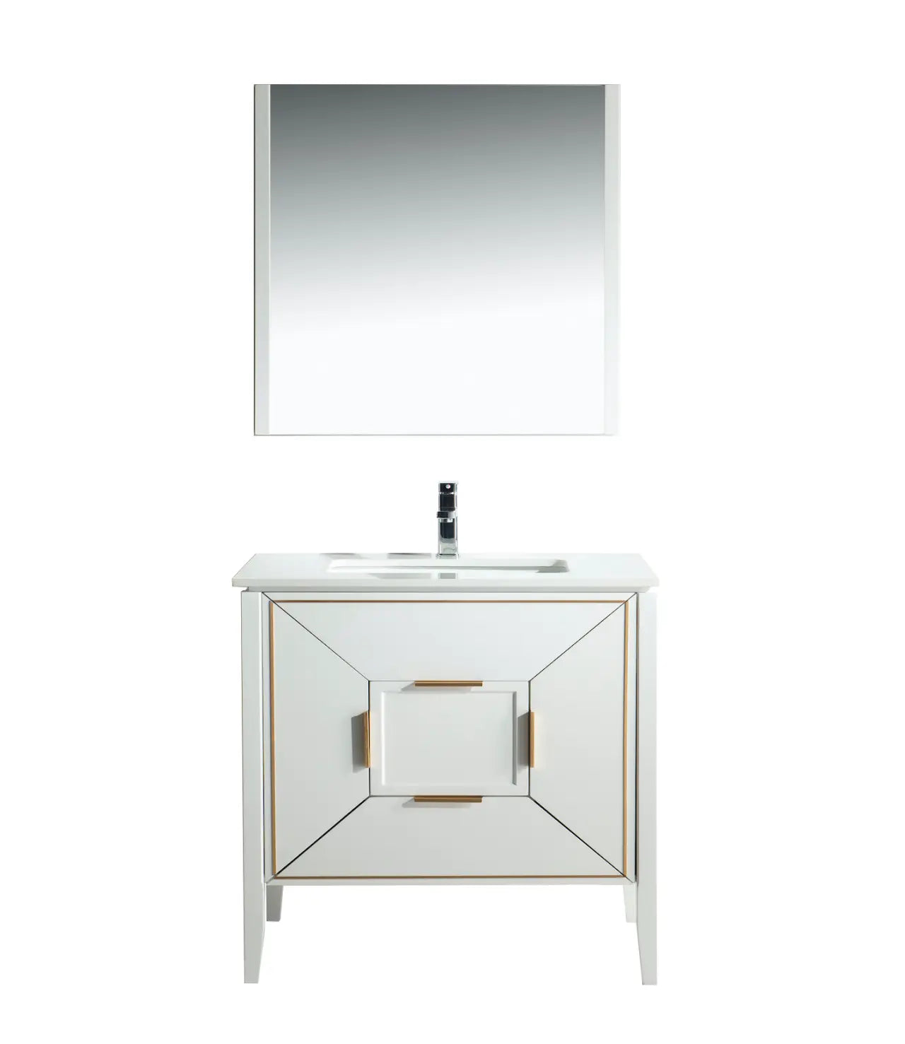 Kube Bath Vetro 36″ Gloss White Vanity W/ Quartz Counter Top - Plumbing Market