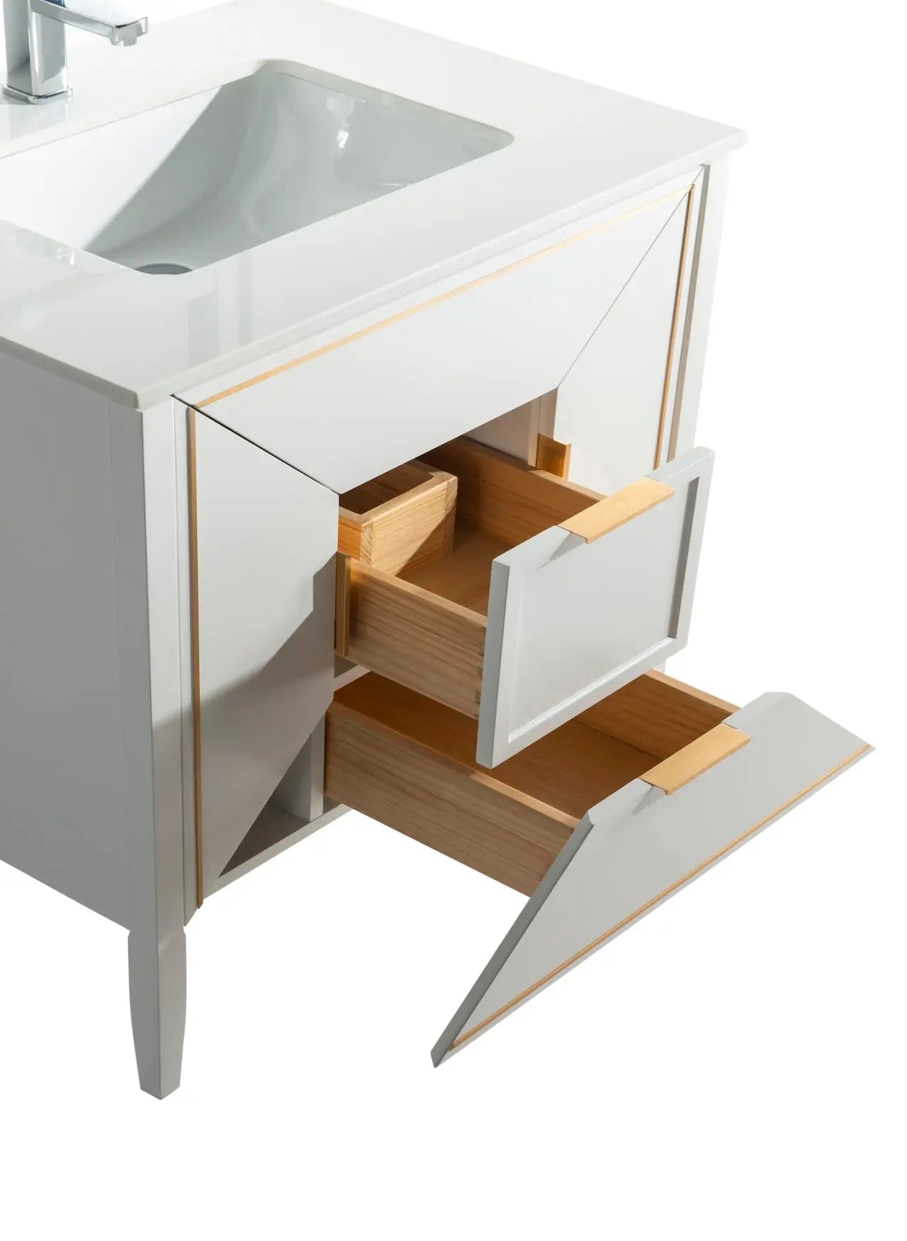 Kube Bath Vetro 36″ Gloss White Vanity W/ Quartz Counter Top - Plumbing Market