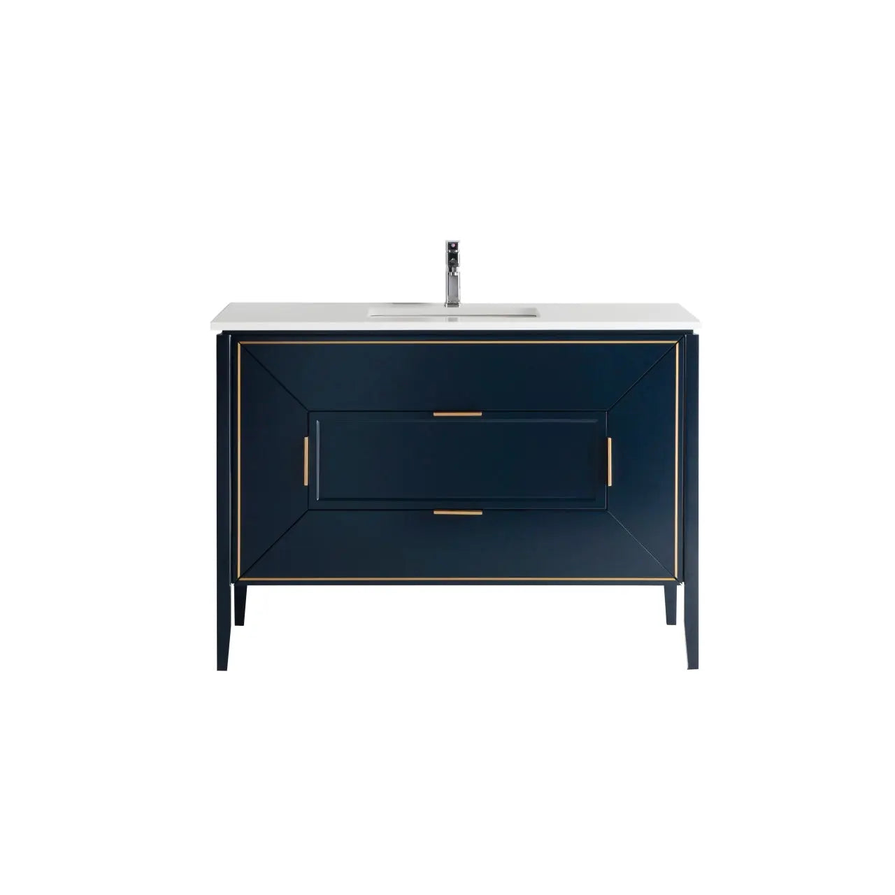 Kube Bath Vetro 48″ Gloss Blue Vanity W/ Quartz Counter Top - Plumbing Market
