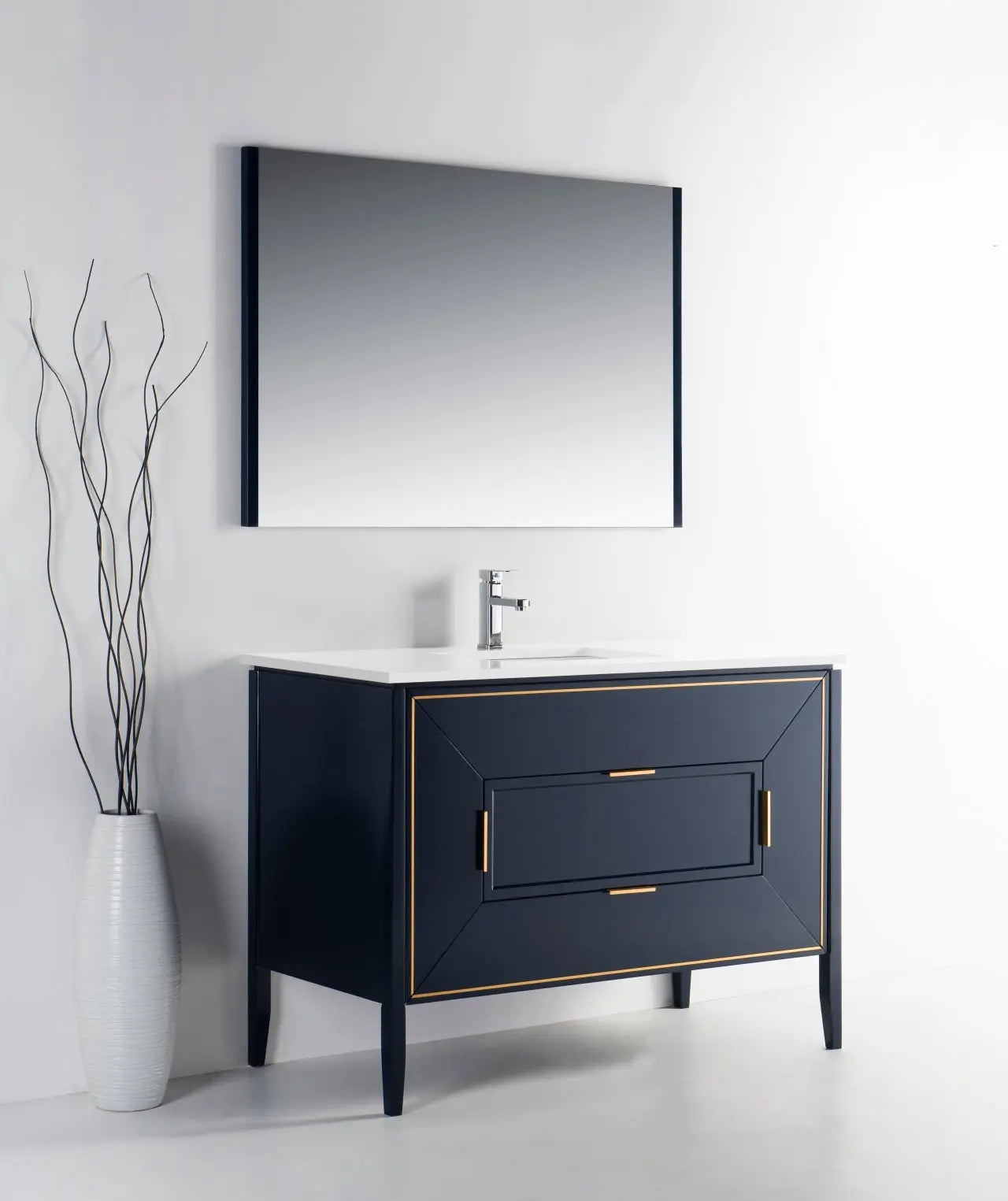 Kube Bath Vetro 48″ Gloss Blue Vanity W/ Quartz Counter Top - Plumbing Market