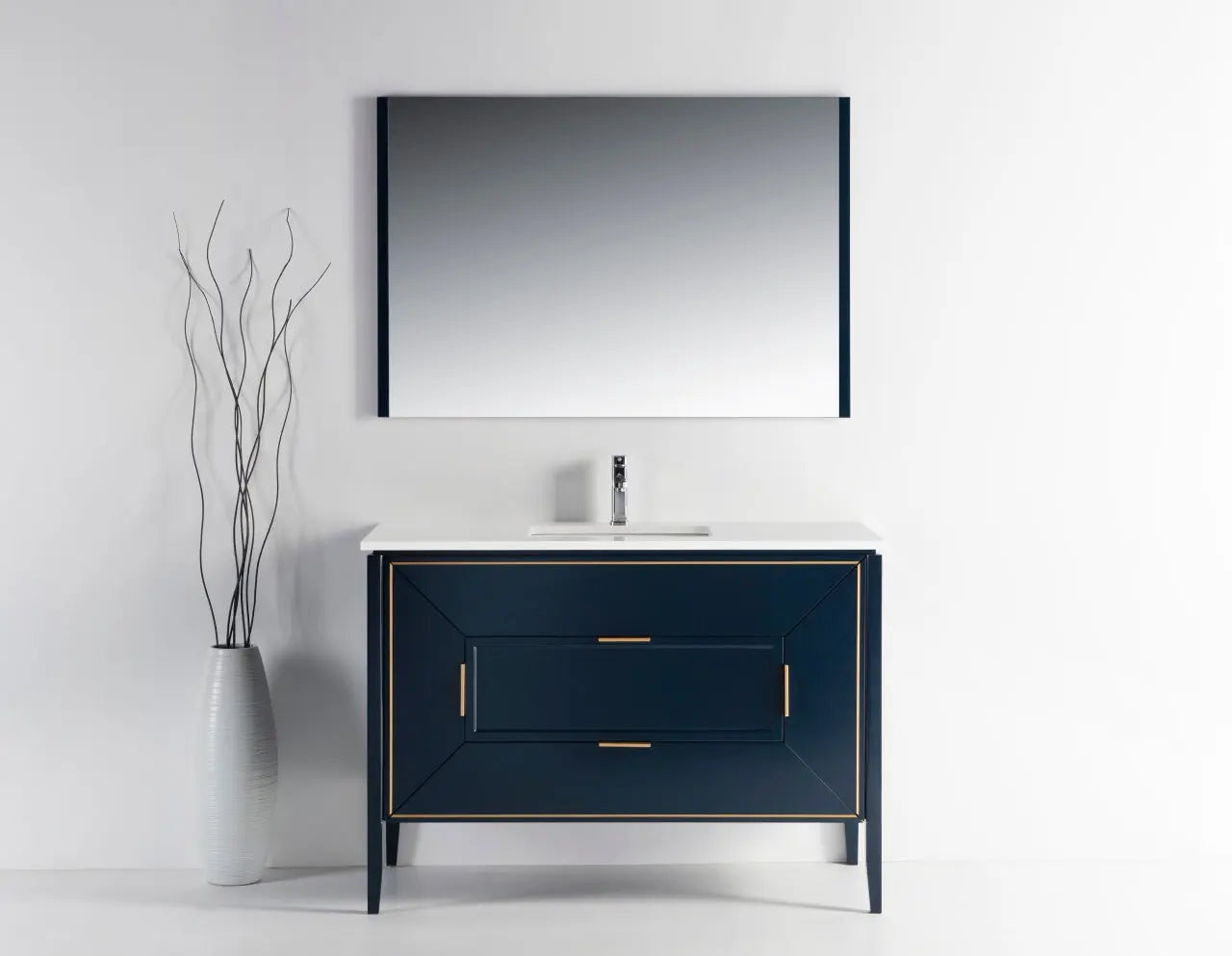 Kube Bath Vetro 48″ Gloss Blue Vanity W/ Quartz Counter Top - Plumbing Market