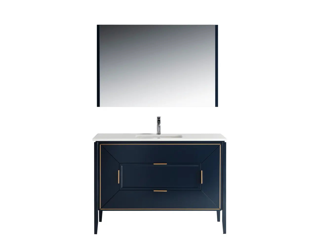 Kube Bath Vetro 48″ Gloss Blue Vanity W/ Quartz Counter Top - Plumbing Market