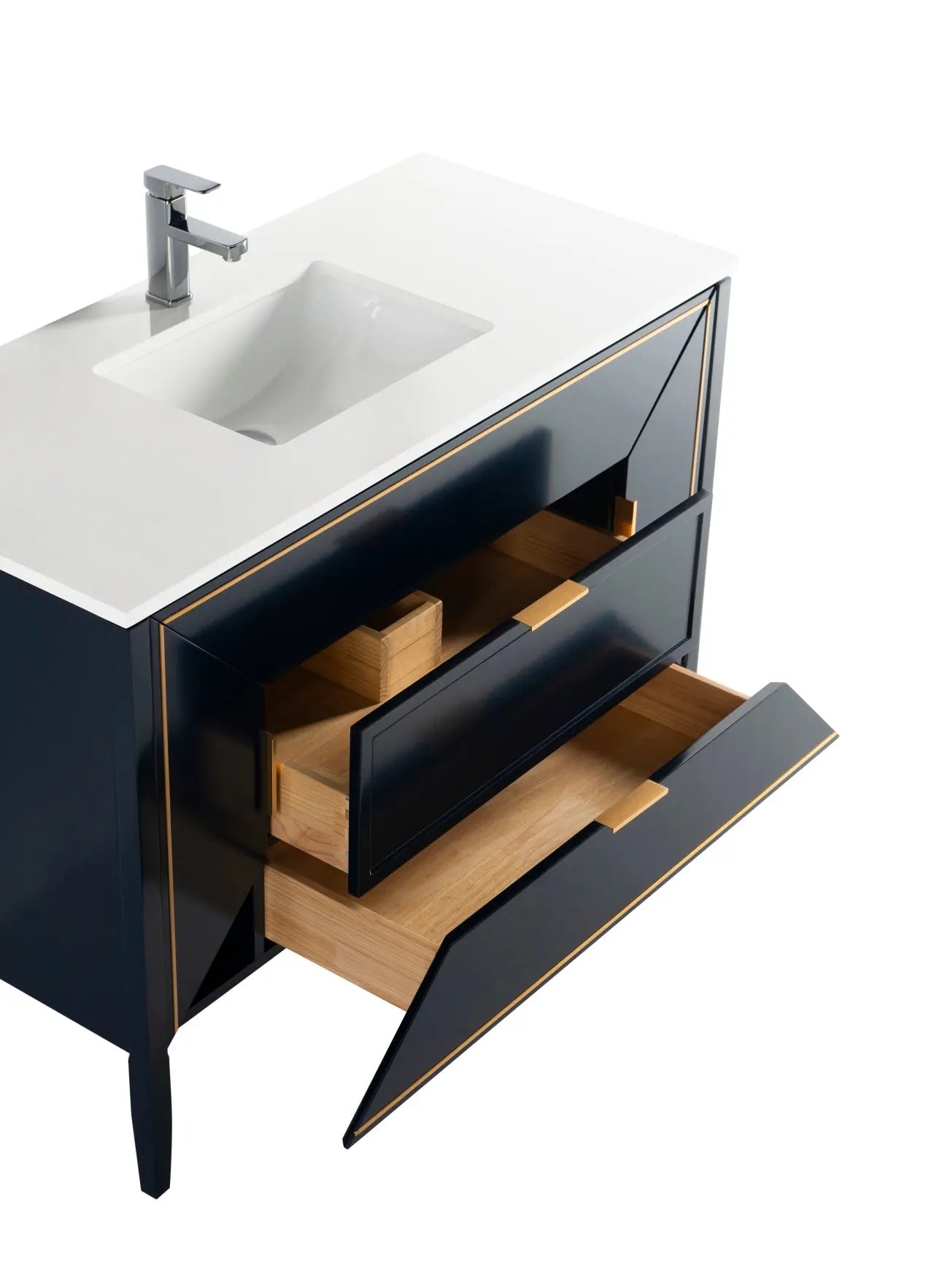 Kube Bath Vetro 48″ Gloss Blue Vanity W/ Quartz Counter Top - Plumbing Market