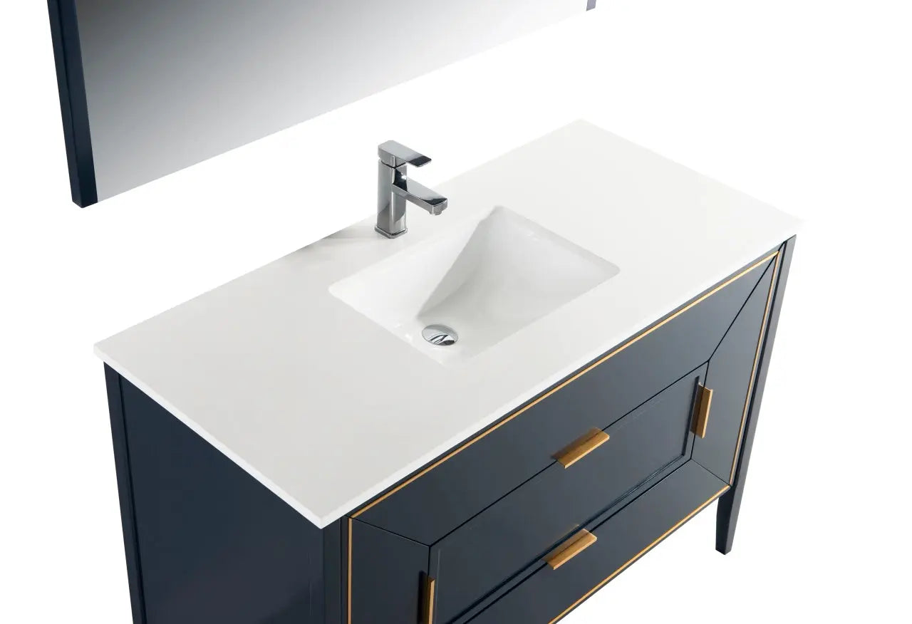 Kube Bath Vetro 48″ Gloss Blue Vanity W/ Quartz Counter Top - Plumbing Market