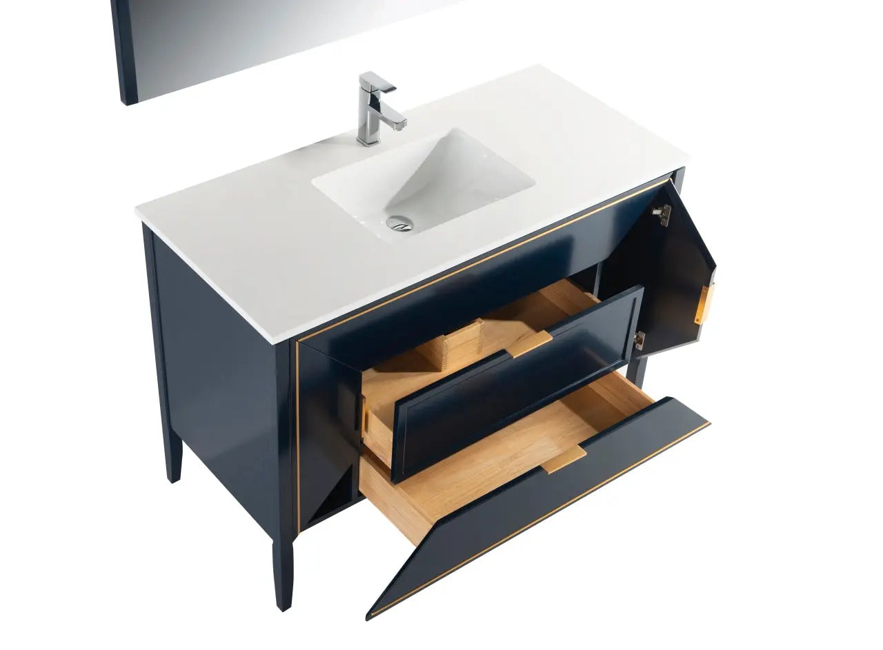 Kube Bath Vetro 48″ Gloss Blue Vanity W/ Quartz Counter Top - Plumbing Market